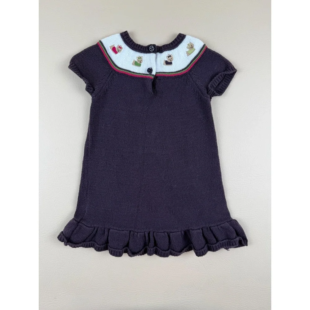 Preppy Cottagecore Sweater Dress Embroidered Teddy Bear 2T Gymboree